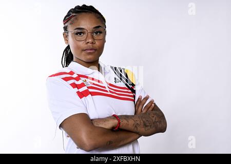 Brüssel, Belgien Juni 2024. Die belgische Maxuella Lisowa Mbaka wurde während eines Fotoshootings für das belgische Olympische Komitee BOIC - COIB vor den Olympischen Spielen 2024 in Brüssel am Mittwoch, den 19. Juni 2024, fotografiert. BELGA FOTO DIRK WAEM Credit: Belga News Agency/Alamy Live News Stockfoto