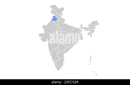 Punjab Political map1, Bundesstaat Indien, Republik Indien, Regierung, politische Karte, moderne Karte, indische Flagge, Vektorillustration Stock Vektor