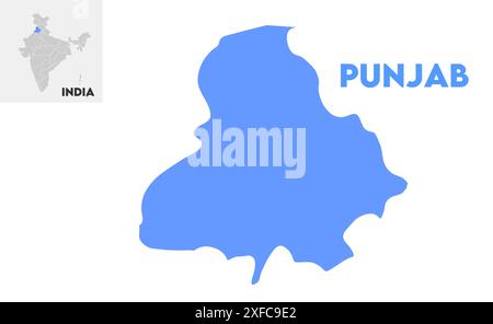 Punjab administrative map1, Bundesstaat Indien, Republik Indien, Regierung, politische Karte, moderne Karte, indische Flagge, Vektorillustration Stock Vektor