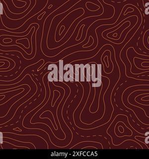 Nahtloses Topographisches Kartenmuster in braunen Farben Stock Vektor