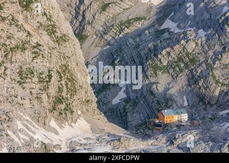 Steinernes Meer: Hütte Riemannhaus im Steinernes Meer im Pinzgau, Salzburg, Österreich Stockfoto