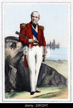 Edmund Lyons, 1. Baron Lyons (1790-1858), britischer Marinekommandant, 1857. Konteradmiral der britischen Flotte im Schwarzen Meer während des Krimkriegs (Russisch-Türkische Kriege) 1853-56. Farblithographie Stockfoto