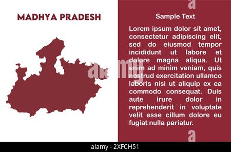 Madhya Pradesh Map design1, Bundesstaat Indien, Republik Indien, Regierung, politische Karte, moderne Karte, indische Flagge, Vektorillustration Stock Vektor
