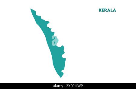 Kerala vector map1, Bundesstaat Indien, Republik Indien, Regierung, politische Karte, moderne Karte, indische Flagge, Vektorillustration Stock Vektor