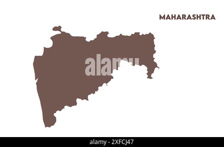 Maharashtra vector map1, Bundesstaat Indien, Republik Indien, Regierung, politische Karte, moderne Karte, indische Flagge, Vektorillustration Stock Vektor