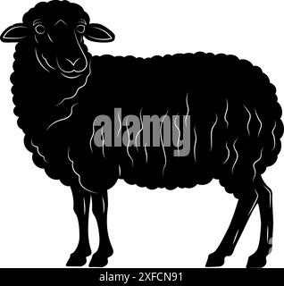 Schaf Widder Silhouette Symbol der wilden Tiere. Arabisches Element für islamischen Feiertag Eid Al-Adha, Eid Mubarak. Einfaches schwarzes Bauernlammfleisch. Isolierter Vektor Stock Vektor