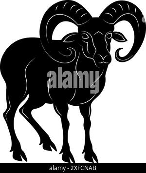 Schaf Widder Silhouette Symbol der wilden Tiere. Einfaches schwarzes Bauernlammfleisch. Arabisches Element für islamischen Feiertag Eid Al-Adha, Eid Mubarak. Isolierter Vektor Stock Vektor