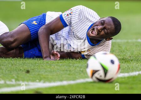 Düsseldorf, Deutschland. Am 1. Juli 2024 spielte Randal Kolo Muani (Frankreich) beim Spiel der UEFA Euro Germany 2024 zwischen Frankreich 1-0 Belgien in der Düsseldorf Arena am 1. Juli 2024 in Düsseldorf. Quelle: Maurizio Borsari/AFLO/Alamy Live News Stockfoto