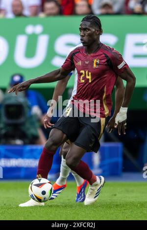 Düsseldorf, Deutschland. Am 1. Juli 2024 spielte Amadou Onana (Belgien) beim Spiel der UEFA Euro Germany 2024 zwischen Frankreich 1-0 Belgien in der Düsseldorf Arena am 1. Juli 2024 in Düsseldorf. Quelle: Maurizio Borsari/AFLO/Alamy Live News Stockfoto