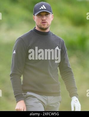 Juli 2024; West Lancashire Golf Club, Blundellsands, Liverpool, England; Endqualifikation für das Open Golf Turnier; Richard Mansell während seiner ersten Runde Stockfoto