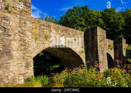 Halsbrücke die Altväterbrücke war ein Aquädukt und die bedeutendste wasserwirtschaftliche Anlage des Halsbrücker Bergbaues. Sie wurden zwischen 1686 und 1715 unter der Leitung des sächsischen Oberberghauptmannes Abraham von Schönberg errichtet. Im Jahre 1893 wurde sie wegen Baufälligkeit abgerissen. Halsbrücke Sachsen Deutschland *** Halsbrücke die Alte Vaterbrücke war ein Aquädukt und die wichtigste Wasserbewirtschaftungsanlage des Halsbrücke Bergbaus Sie wurde zwischen 1686 und 1715 unter der Leitung des sächsischen Bergbauhauptmanns Abraham von Schönberg 1893 erbaut Stockfoto