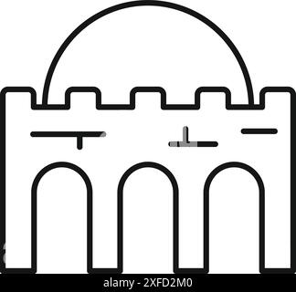 Dieses Symbol stellt ein altes Aquädukt dar, das seine historische Bedeutung für den Wassertransport und die Wassertechnik unterstreicht Stock Vektor