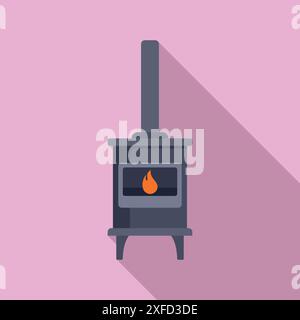 Abbildung eines brennenden Ofens, der an einem kalten Tag Wärme liefert Stock Vektor