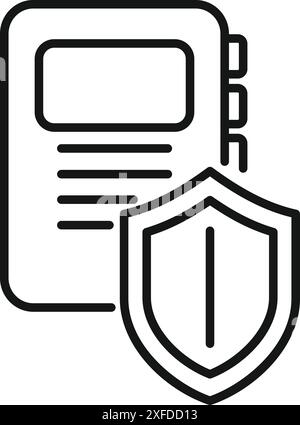 Einfaches Zeilensymbol, das ein Dokument darstellt, das durch einen Schild geschützt wird und die Datensicherheit symbolisiert Stock Vektor
