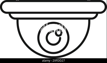 Minimale Strichgrafik-Illustration einer cctv-Dome-Überwachungskamera, die die Umgebung beobachtet Stock Vektor