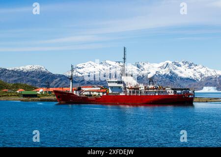 Fischereipatrouillenschiff Pharos SG, Liegeplatz in Grytviken, King Edward Cove, Südgeorgien, Dienstag, November 2023. Foto: David Rowland / One-Image Stockfoto