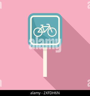 Blaues quadratisches Fahrradschild, das eine Radroute oder einen Radweg angibt und das Radfahren und den aktiven Transport fördert Stock Vektor