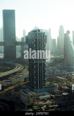 Skyline von Dubai, vom Observatorium am Dubai Frame aus gesehen. Stockfoto