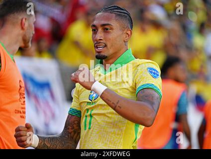2. Juli 2024: Levi's Stadium, Santa Clara, Kalifornien, Copa America Football 3. Runde, Brasilien gegen Kolumbien: Raphinha von Brasilien Stockfoto
