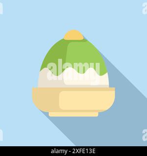 In dieser farbenfrohen Illustration wird grüner Tee mit Mochi serviert Stock Vektor