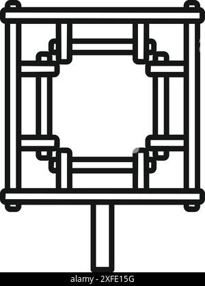 Die Fernsehantenne steht auf einem massiven Metallmast und sendet ein Signal Stock Vektor