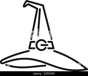 Einfache und gruselige Linienzeichnung eines Hexenhutes, perfekt für halloween-Projekte Stock Vektor