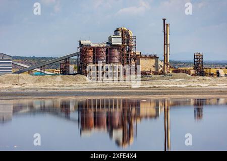 Kenia, Lago Magadi, Werk Tata, Anlage zur Gewinnung von Sodaasche für die Industrie Stockfoto