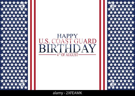 Happy US Coast Guard Geburtstag Vektor Illustration. Urlaubskonzept. Vorlage für Hintergrund, Banner, Karte, Poster mit Textbeschriftung. Stock Vektor