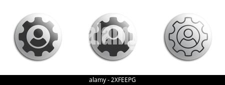 Symbol „Mann in Gang“. Mann-und-Zahnrad-Zeichen. Illustration des flachen Vektors Stock Vektor