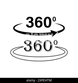 Symbol 360 Grad. Kreisförmiges Pfeilsymbol. Rotationskonzept. Vektorabbildung. Stock Vektor