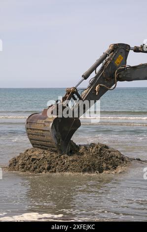 Hydraulikbagger für Sandauffüllung/Strandernährung Stockfoto