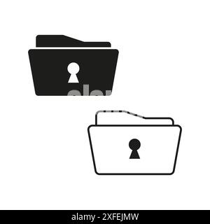 Zwei Symbole für sichere Ordner. Sicherheitskonzept. Minimalistisches schwarzes Design. Vektorgrafik. Stock Vektor