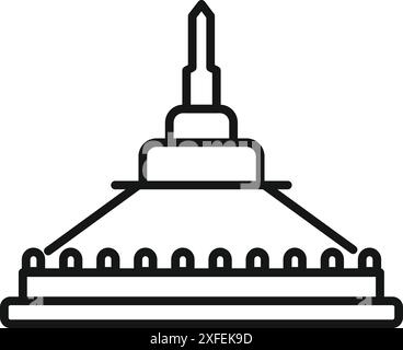 Einfache Strichgrafik-Ikone eines großen industriellen Schornsteins, der Rauch ausstößt Stock Vektor