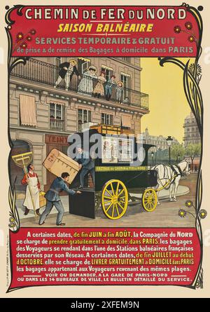 Chemin de Fer du Nord. Saison Balnéaire. Services temporaire & Gratiit von Gustave Fraipont (1849-1923). Poster veröffentlicht 1910 in Frankreich. Stockfoto
