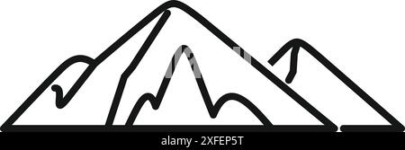 Einfache Linienzeichnung, die eine Berglandschaft mit majestätischen Gipfeln darstellt Stock Vektor