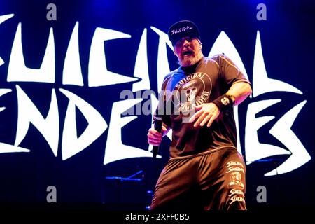 Mailand, Italien. Juli 2024. Mike Muir von Suizidal Tendencies tritt am 2. Juli 2024 live beim Rugby Sound Festival in der Nähe von Milano auf (Foto: Mairo Cinquetti/NurPhoto). Quelle: NurPhoto SRL/Alamy Live News Stockfoto