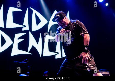 Mailand, Italien. Juli 2024. Mike Muir von Suizidal Tendencies tritt am 2. Juli 2024 live beim Rugby Sound Festival in der Nähe von Milano auf (Foto: Mairo Cinquetti/NurPhoto). Quelle: NurPhoto SRL/Alamy Live News Stockfoto