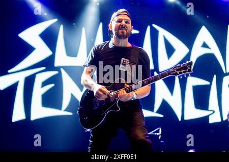 Mailand, Italien. Juli 2024. Ben Weinman of Suicidal Tendencies tritt am 2. Juli 2024 live beim Rugby Sound Festival in der Nähe von Milano auf (Foto: Mairo Cinquetti/NurPhoto) Credit: NurPhoto SRL/Alamy Live News Stockfoto