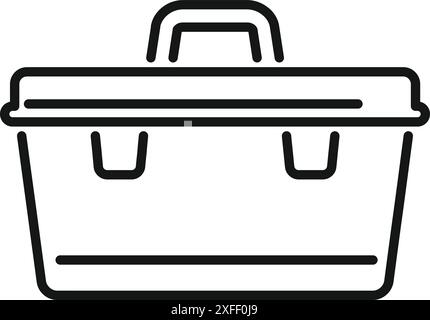 Einfaches Strichsymbol eines leeren Werkzeugkastens aus Kunststoff mit Griff, perfekt für heimwerker, heimwerker und Reparaturprojekte Stock Vektor