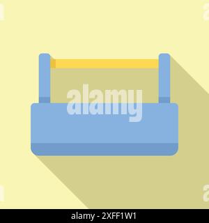 Geschlossener leerer Werkzeugkasten aus Metall mit Holzgriff zur Aufbewahrung und zum Tragen von Instrumenten, isoliert auf Hintergrund Stock Vektor