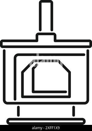 Minimalistisches Line Art-Symbol eines modernen Holzofens, der Wärme und Komfort bietet Stock Vektor