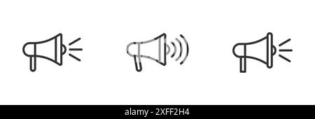 Megaphone-Symbole festgelegt. Lautsprechersymbol. Illustration des flachen Vektors. Stock Vektor