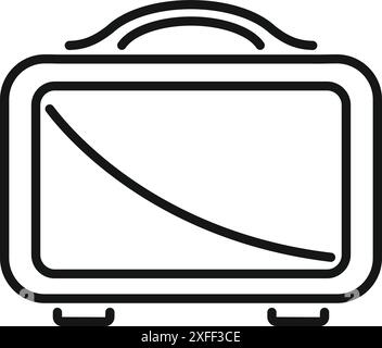 Symbol für die Lunchbox, das einen Behälter für den Transport von Mahlzeiten darstellt, mit einem einfachen Umrissdesign Stock Vektor