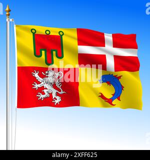 Auvergne Rhone Alpes, regionale Winkelflagge, Frankreich, Europäische Union, Vektorillustration Stock Vektor