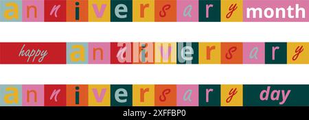 Farbige Jubiläumsbanner auf weißem Hintergrund Stock Vektor