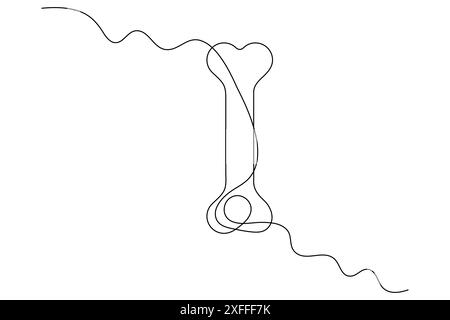 Die durchgehende einzeilige Zeichnung der isolierten Umrissvektorgrafik des Hundes Stock Vektor