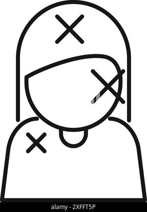 Anonyme Patientin mit medizinischer Maske, die Symptome des Affenpockenvirus zeigt Stock Vektor