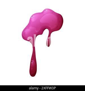 Farbenfroher tropfender Schleim im Zeichentrick. Schleimspritzer und Flüssigkeitstropfen. Giftiges Spritzen, klebriges schleimiges Element. Vektorillustration isoliert auf weiß Stock Vektor