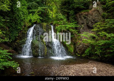 Die Wasserfälle in Fairy Glen, Rosemarkie, Black Isle, Ross und Cromarty, Nordschottland Stockfoto