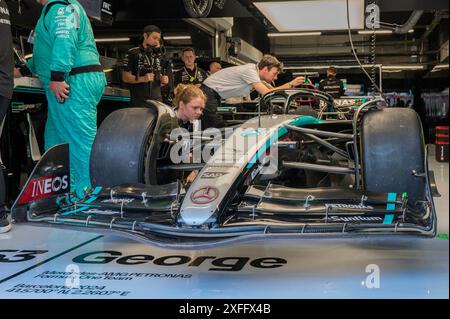 Montmelò, Barcelona Spanien - 06 23 2024: F1-Fahrer und Formel-1-Autos beim spanischen GP Spanien 2024 Stockfoto